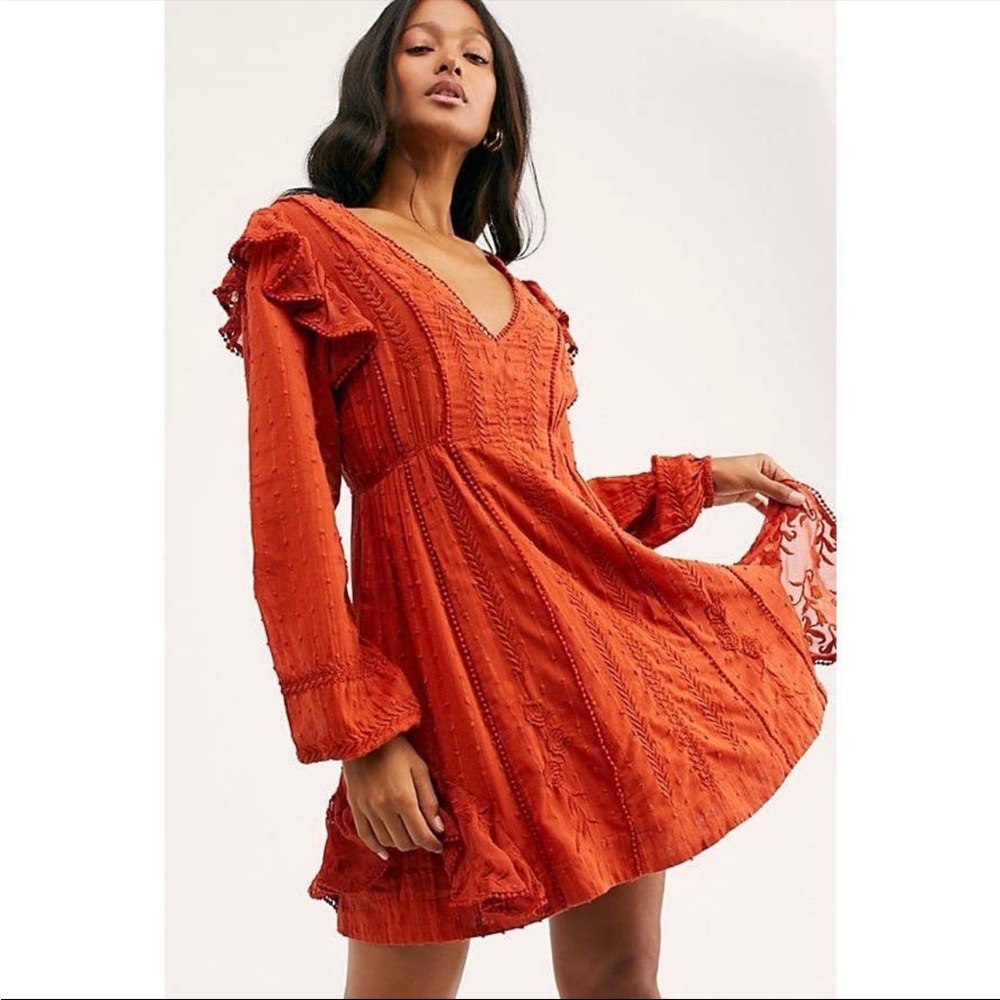 Free people mini dress rust